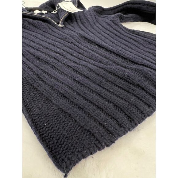 NWT Vince. Size XXS Rib Transfer Full Zip Wool/Cashmere Sweater Navy MSRP $475 - Picture 11 of 15
